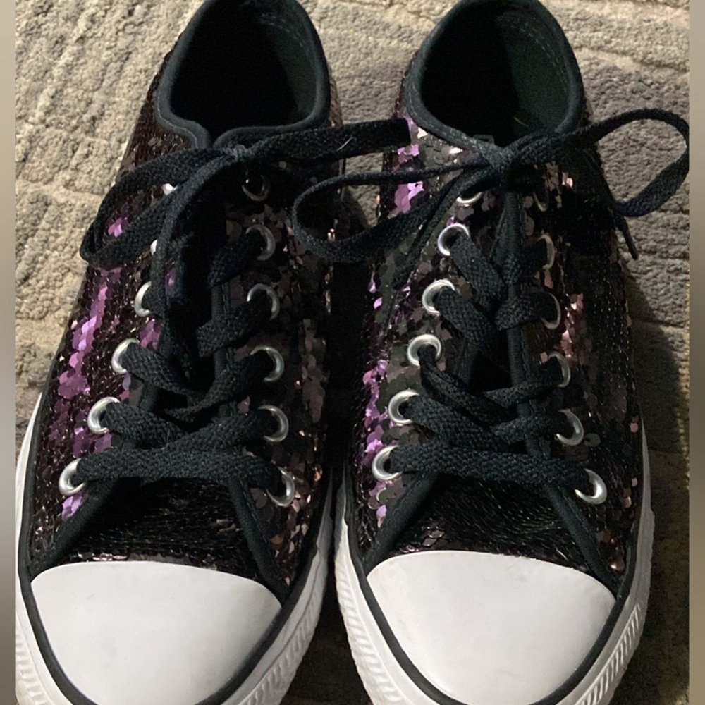 Converse Black Sequin Sneakers Women’s 7